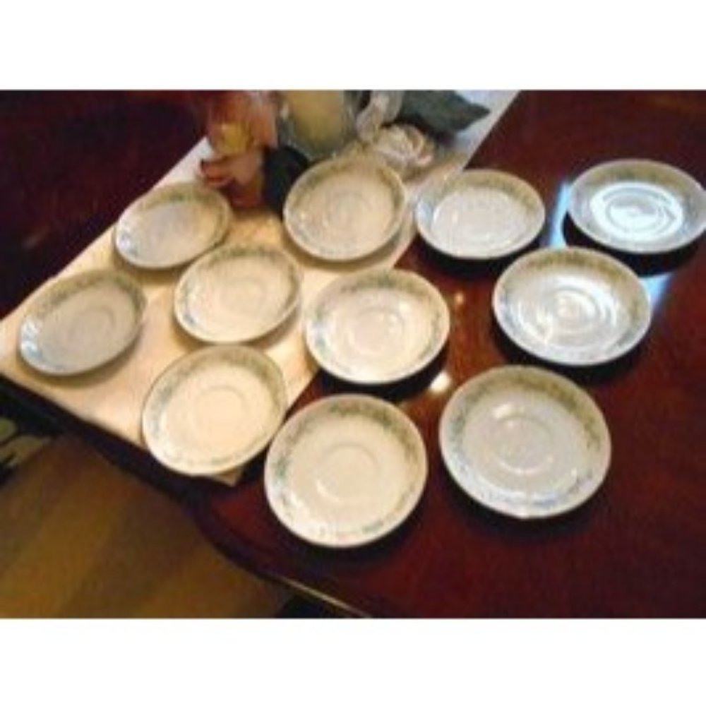 11 Royal Court Fine China of Japan Blue Fantasy Saucers For Coffee Cup 5 3/4"